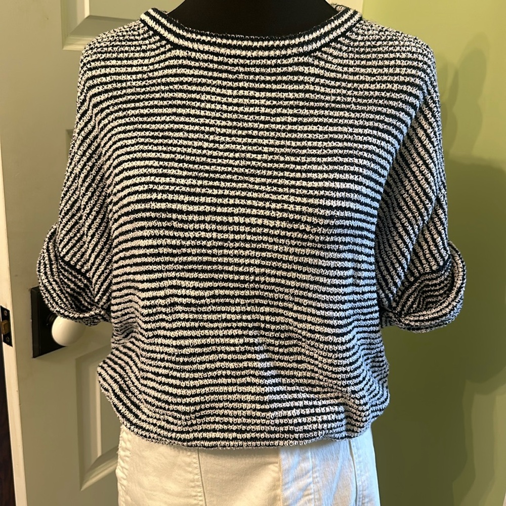 J. Crew Navy and White Striped Knit Top
